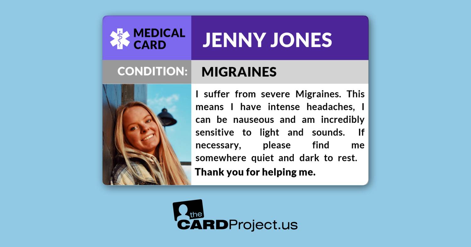 Migraine Photo Medical ID Card (FRONT)